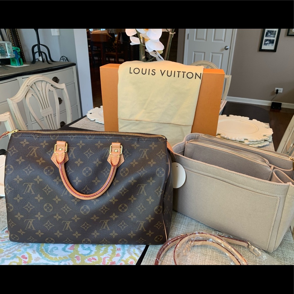 Louis Vuitton Speedy 35, Lock & Key, Felt Insert, Non/LV Crossbody Strap
